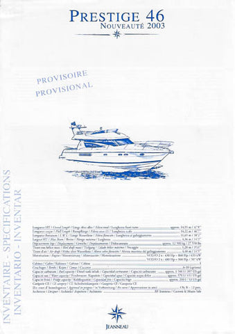 Jeanneau Prestige 46 Specification Brochure