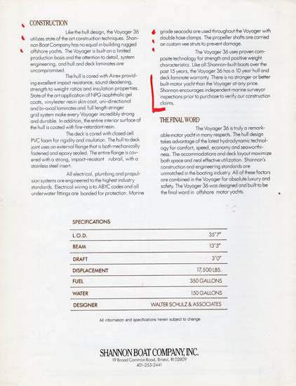 Shannon Voyager 36 Brochure