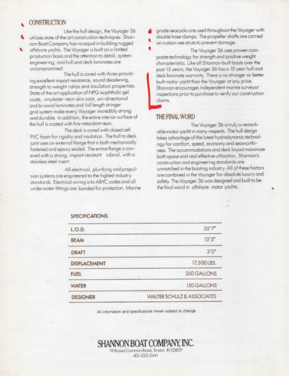 Shannon Voyager 36 Brochure