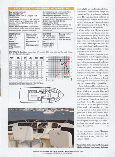 Shannon Voyager 36 Power & Motoryacht Magazine Reprint Brochure