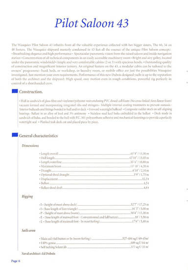 Wauquiez 43 Pilot Saloon Specification Brochure