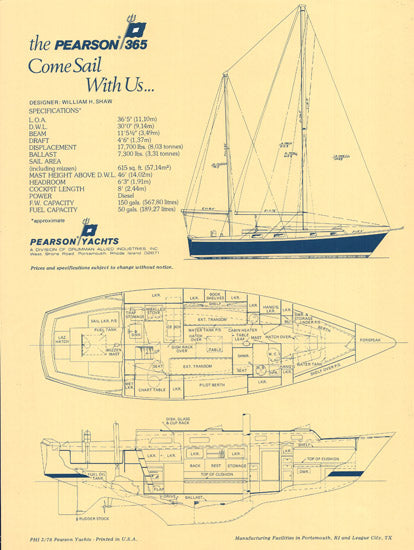 Pearson 365 Brochure