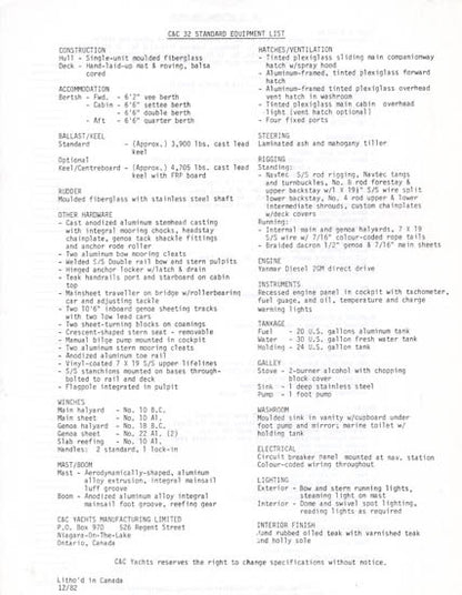 C&C 32 Brochure