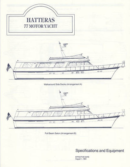 Hatteras 77 Motor Yacht Specification Brochure