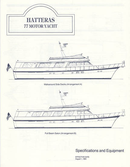 Hatteras 77 Motor Yacht Specification Brochure