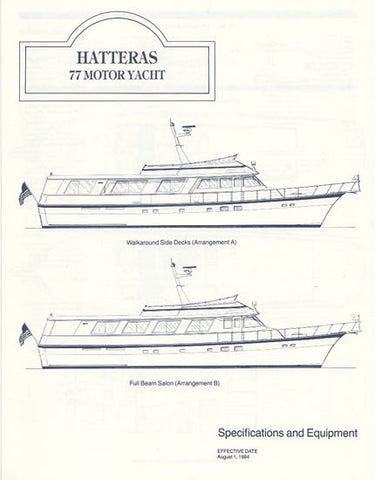 Hatteras 77 Motor Yacht Specification Brochure