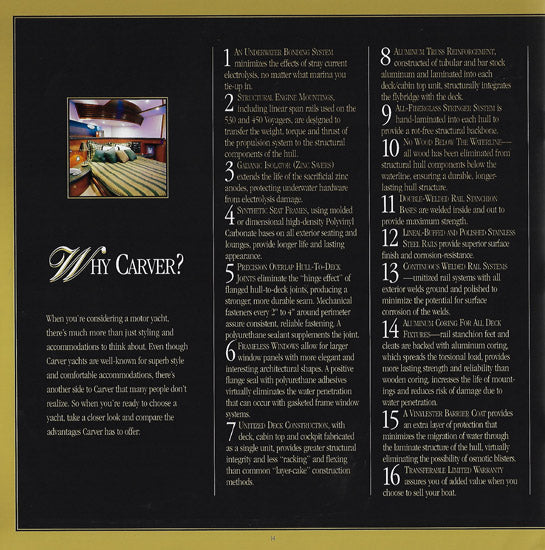 Carver Motor Yacht Construction Brochure