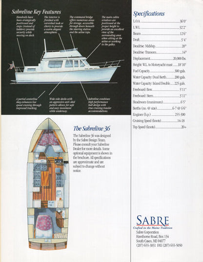 Sabreline 36 Fast Trawler Brochure
