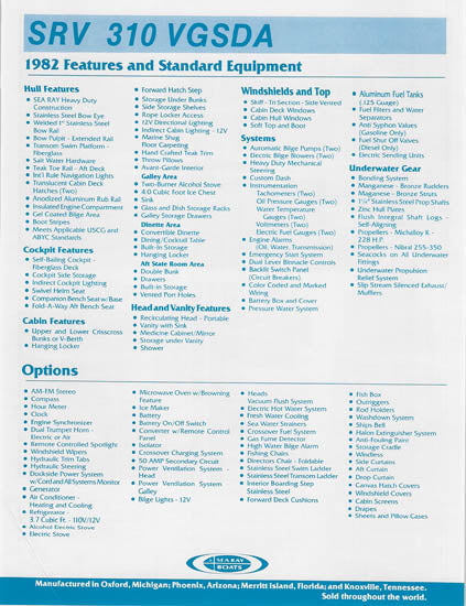 Sea Ray 310 Sundancer Express Specification Brochure (1982)