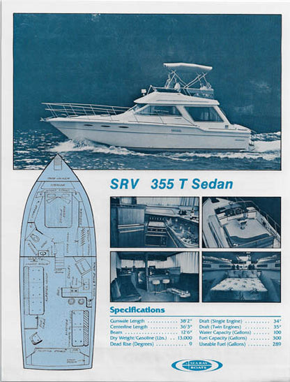 Sea Ray 355 SRV T Sedan Specification Brochure (1982)