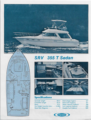 Sea Ray 355 SRV T Sedan Specification Brochure (1982)