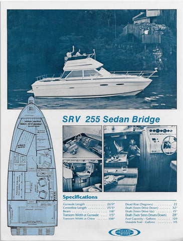 Sea Ray 255 SRV Sedan Bridge Specification Brochure (1982)