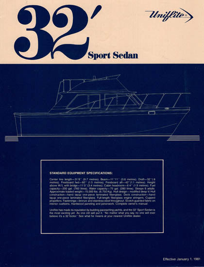 Uniflite 32 Sport Sedan Specification Brochure