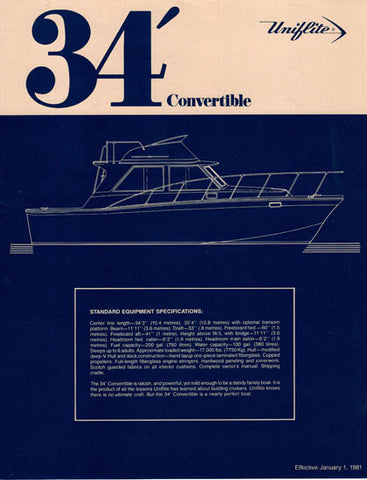 Uniflite 34 Convertible Specification Brochure