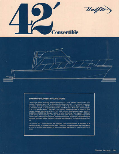 Uniflite 42 Convertible Specification Brochure