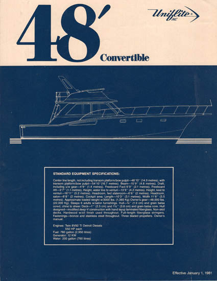 Uniflite 48 Convertible Specification Brochure