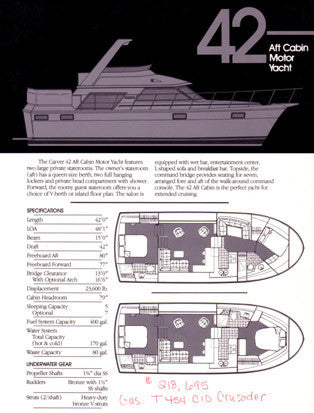Carver 42 Aft Cabin Motor Yacht Specification Brochure