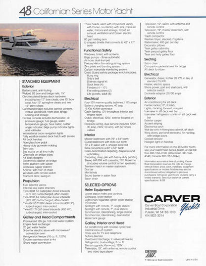 Carver 48 Californian Motor Yacht Brochure