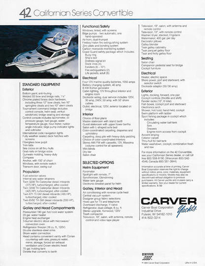 Carver 42 Californian Convertible Brochure