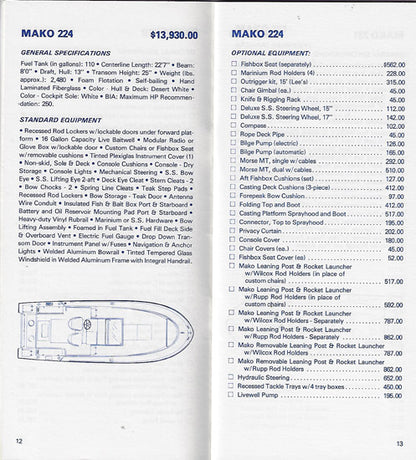 Mako 1986 Specification Brochure