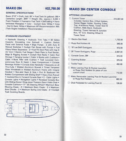 Mako 1986 Specification Brochure