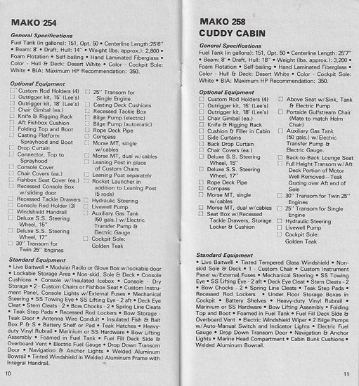 Mako 1984 Specification Brochure