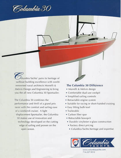 Columbia 30 Sportsailer Brochure – SailInfo I boatbrochure.com