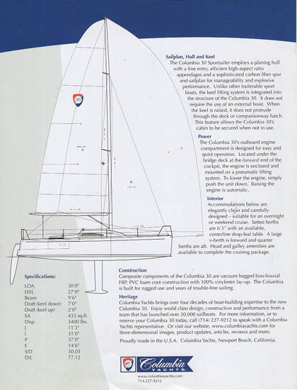 Columbia 30 Sportsailer Brochure