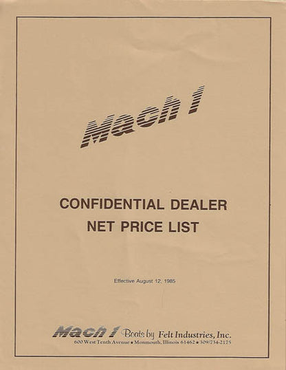 Mach 1 One 1986 Dealer Price List