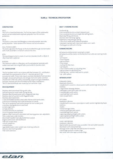 Elan 31 Specification Brochure