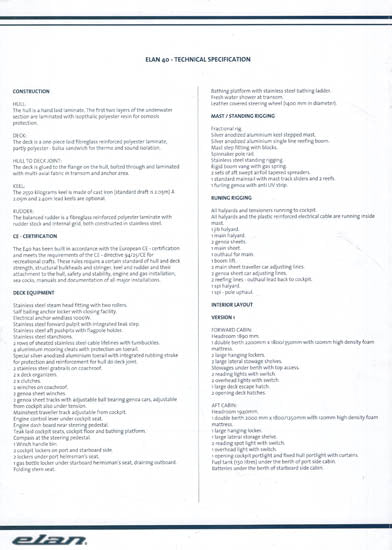 Elan 40 Specification Brochure