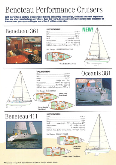 Beneteau 2000 Sail Brochure