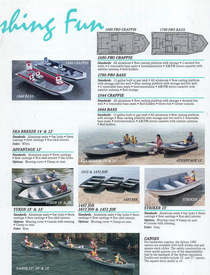 Sylvan 1992 Fishing Brochure