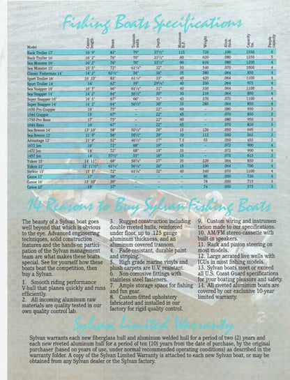 Sylvan 1992 Fishing Brochure