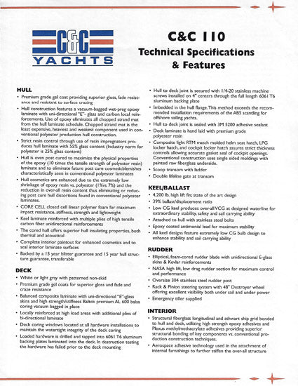 C&C 110 Specification Brochure - 2003
