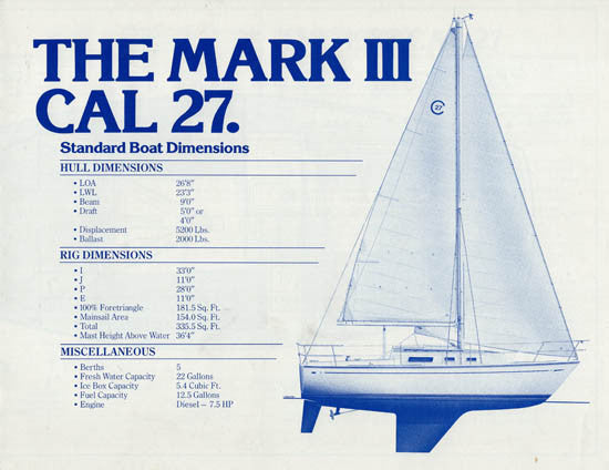 Cal 27 Mark III Specification Brochure
