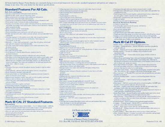 Cal 27 Mark III Specification Brochure