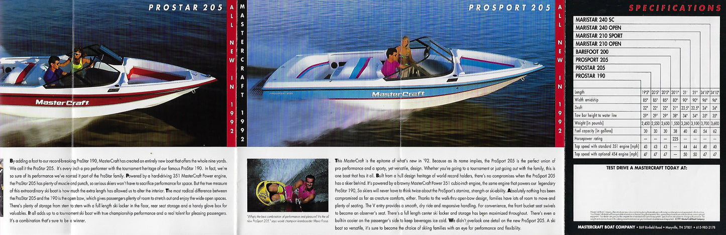 Mastercraft 1992 Full Line Brochure