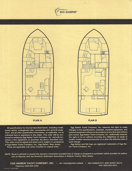 Egg Harbor Golden Egg 42 Specification Brchure