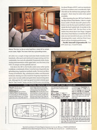 Pacific Seacraft 38T Trawler Power & Motoryacht Magazine Reprint Brochure