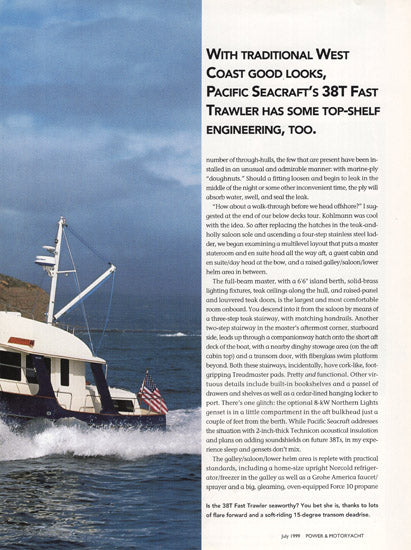 Pacific Seacraft 38T Trawler Power & Motoryacht Magazine Reprint Brochure