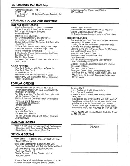 Starfire 245 Entertainer Soft Top Brochure
