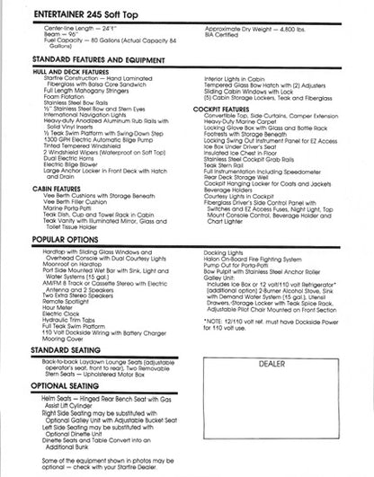 Starfire 245 Entertainer Soft Top Brochure