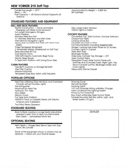 Starfire 215 New Yorker Soft Top Brochure