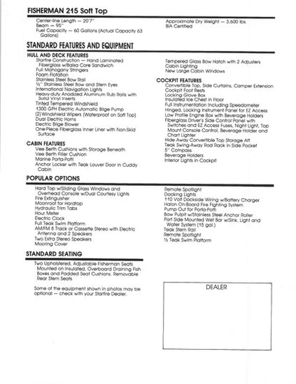 Starfire 215 Fisherman Soft Top Brochure
