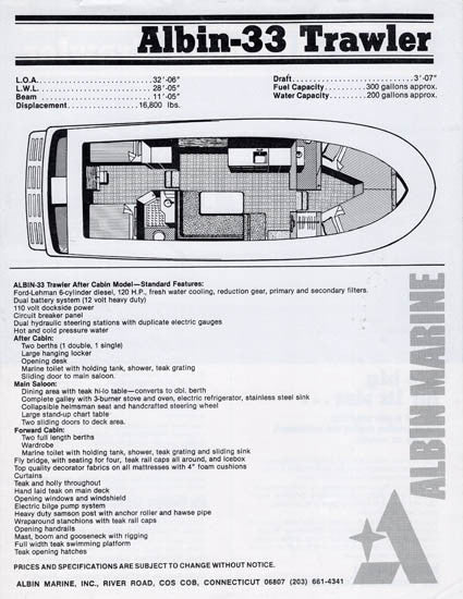 Albin 33 Trawler Brochure