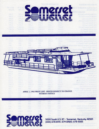 Sumerset 1983 Houseboat Brochure Package