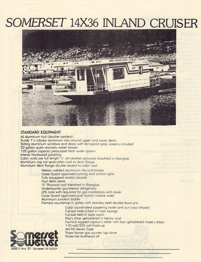 Sumerset 1983 Houseboat Brochure Package