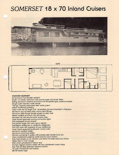 Sumerset 1981 - 82 Houseboat Brochure Package