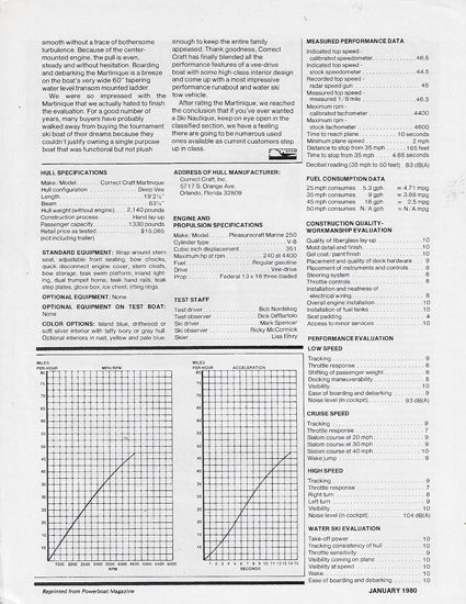 Correct Craft Martinique Powerboat Magazine Reprint Brochure